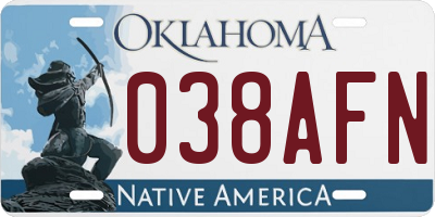 OK license plate 038AFN