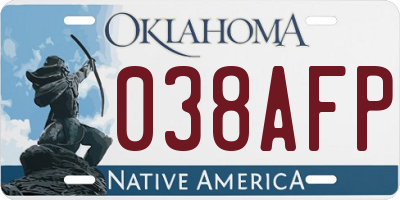 OK license plate 038AFP