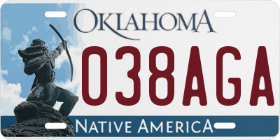 OK license plate 038AGA