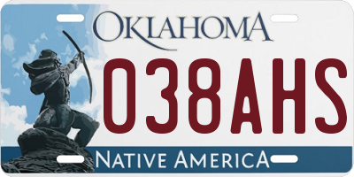 OK license plate 038AHS