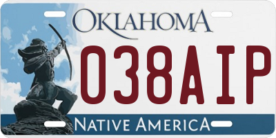 OK license plate 038AIP