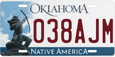 OK license plate 038AJM