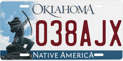 OK license plate 038AJX