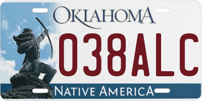 OK license plate 038ALC