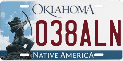 OK license plate 038ALN