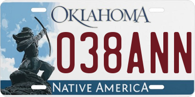 OK license plate 038ANN