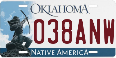 OK license plate 038ANW