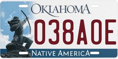 OK license plate 038AOE