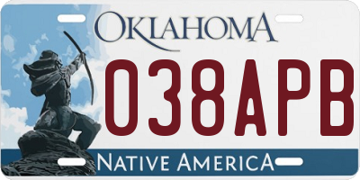 OK license plate 038APB