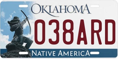 OK license plate 038ARD