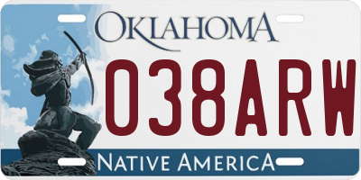 OK license plate 038ARW