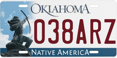 OK license plate 038ARZ