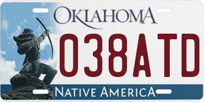 OK license plate 038ATD