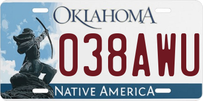 OK license plate 038AWU