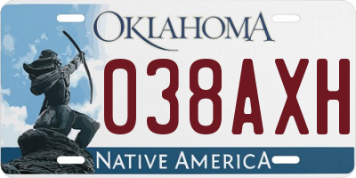 OK license plate 038AXH