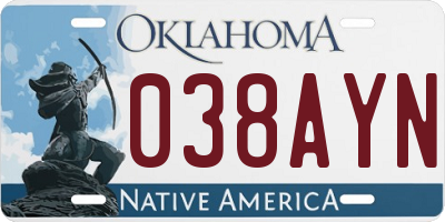 OK license plate 038AYN