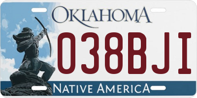 OK license plate 038BJI