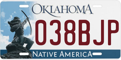 OK license plate 038BJP