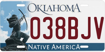 OK license plate 038BJV