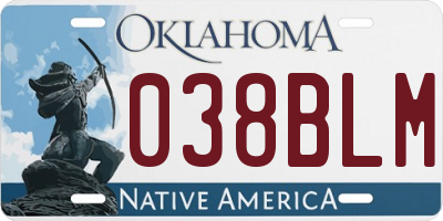 OK license plate 038BLM
