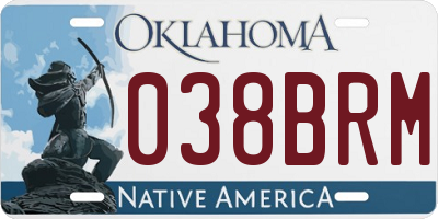 OK license plate 038BRM
