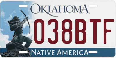 OK license plate 038BTF