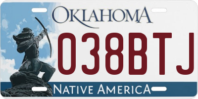 OK license plate 038BTJ