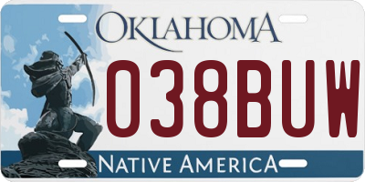 OK license plate 038BUW
