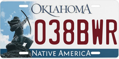 OK license plate 038BWR