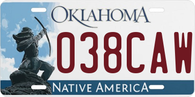 OK license plate 038CAW