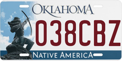 OK license plate 038CBZ