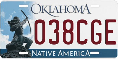 OK license plate 038CGE