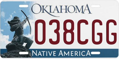 OK license plate 038CGG