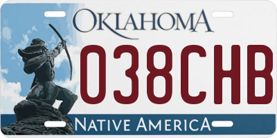 OK license plate 038CHB