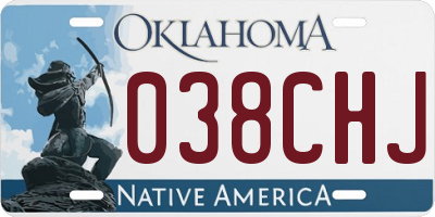 OK license plate 038CHJ