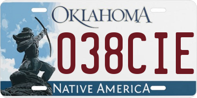 OK license plate 038CIE