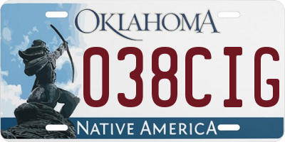 OK license plate 038CIG