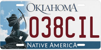 OK license plate 038CIL