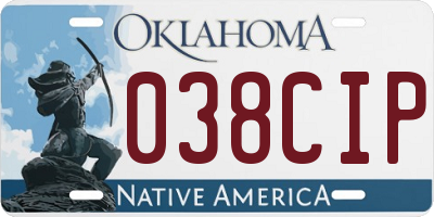 OK license plate 038CIP