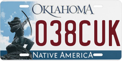 OK license plate 038CUK