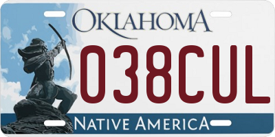 OK license plate 038CUL