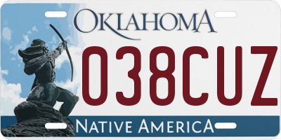 OK license plate 038CUZ