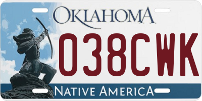 OK license plate 038CWK