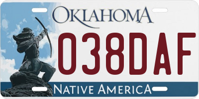 OK license plate 038DAF