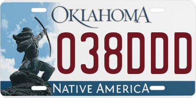 OK license plate 038DDD