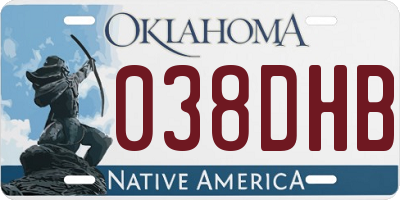 OK license plate 038DHB