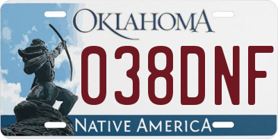OK license plate 038DNF