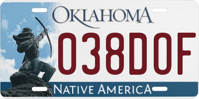 OK license plate 038DOF