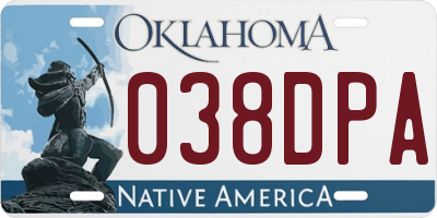 OK license plate 038DPA
