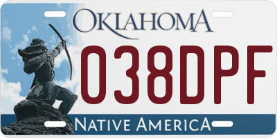 OK license plate 038DPF